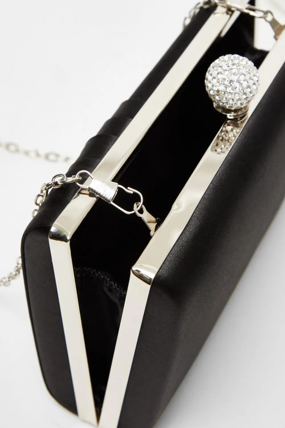 Quiz Bags|Shoe & Bag Sets>Black Satin Pleated Clutch Bag