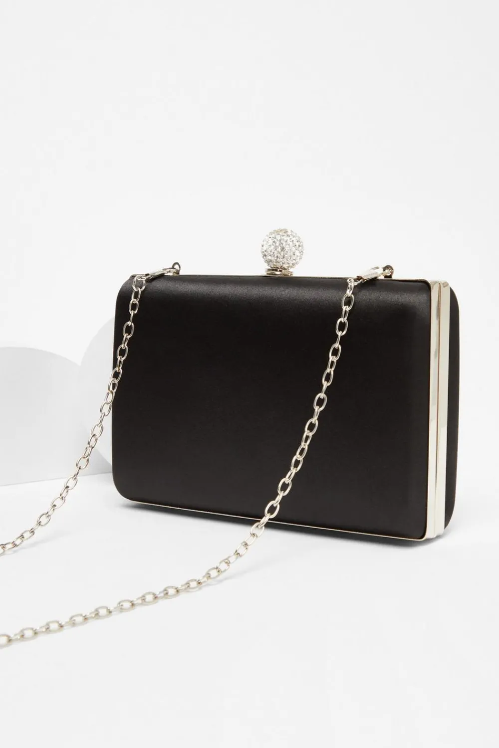Quiz Bags|Shoe & Bag Sets>Black Satin Pleated Clutch Bag
