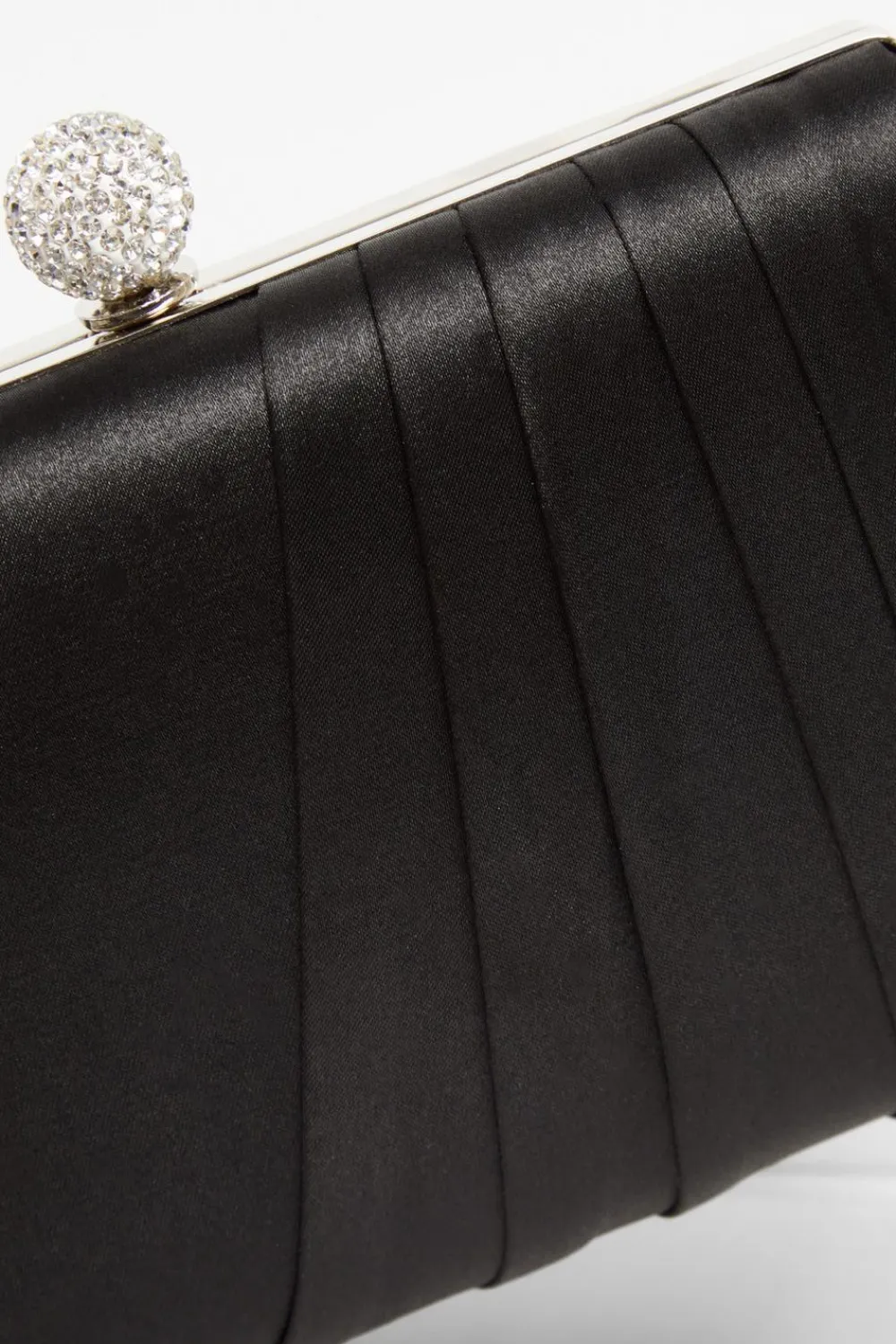 Quiz Bags|Shoe & Bag Sets>Black Satin Pleated Clutch Bag