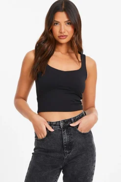 Quiz Summer Tops|Day Tops>Scoop Neck Crop Top