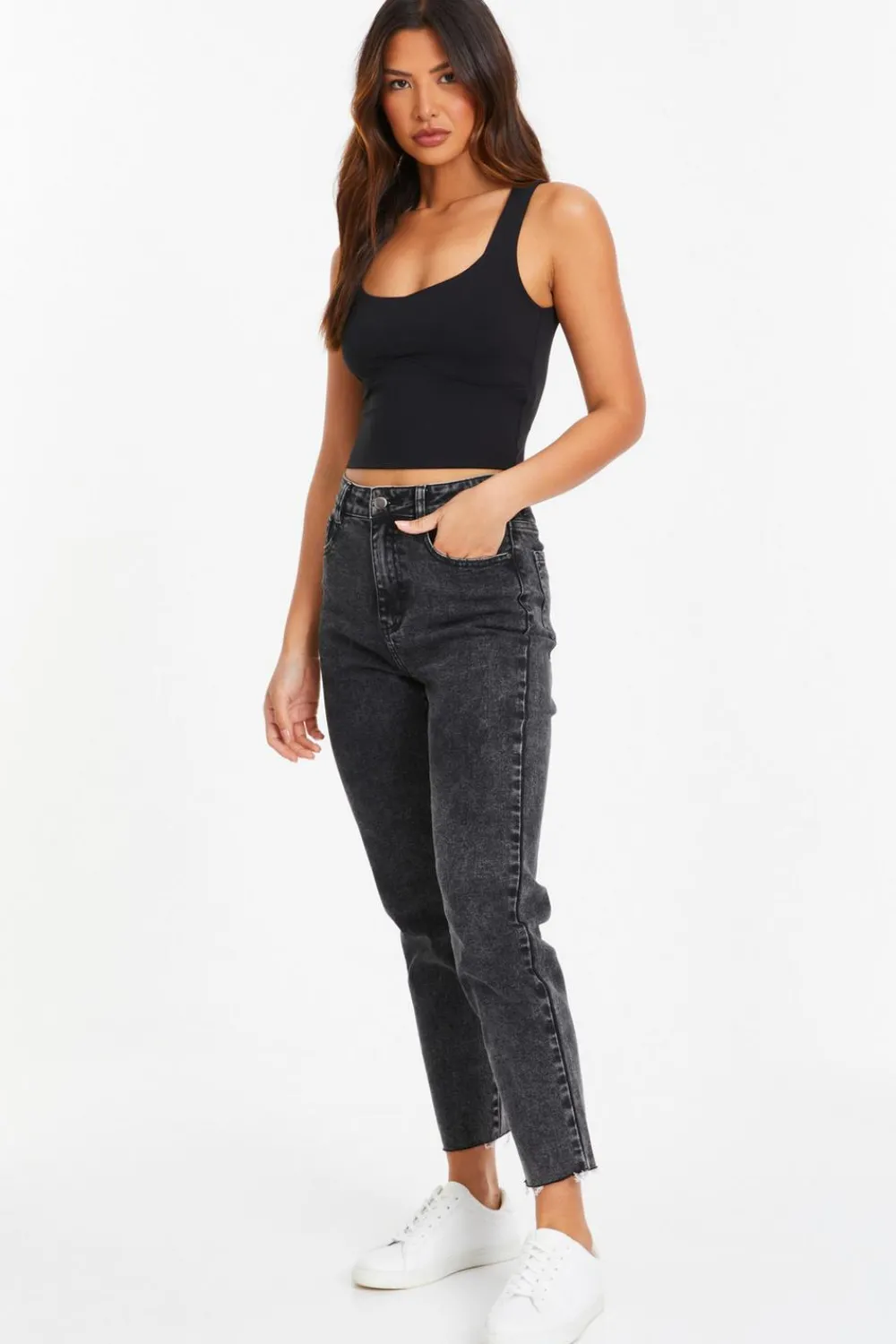 Quiz Summer Tops|Day Tops>Scoop Neck Crop Top