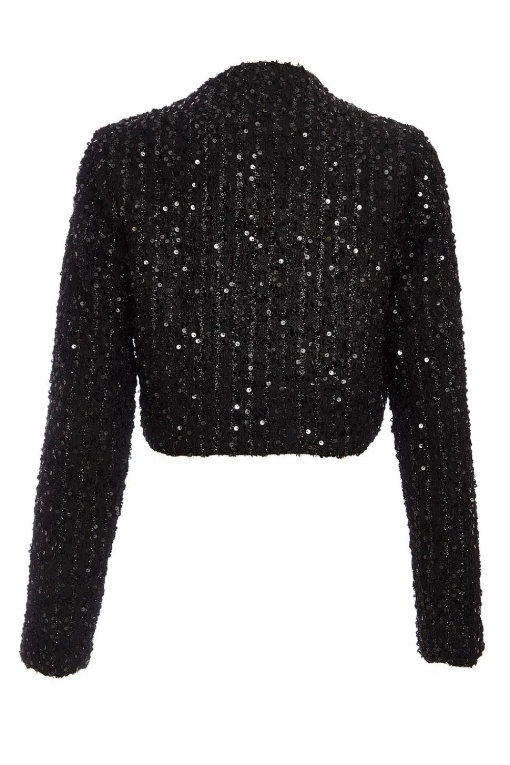 Quiz Christening Guest|Jackets & Coats>Black Sequin Boucle Cropped Jacket