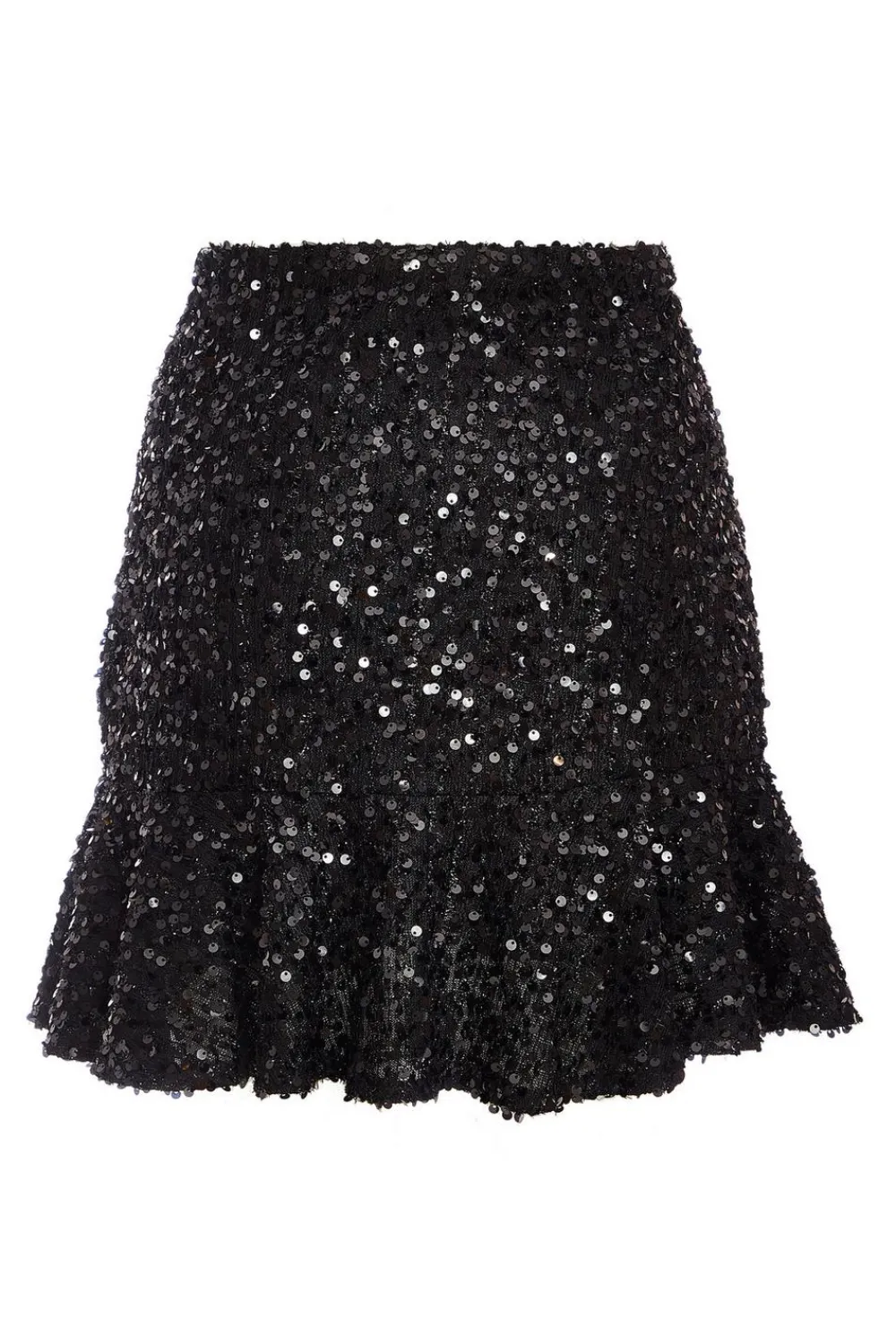 Quiz Skirts|Going Out>Black Sequin Frill Mini Skirt