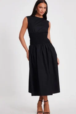 Quiz Summer Clothes|Holiday>Black Shirred Waist Midaxi Dress