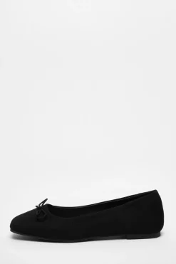 Quiz Pumps|Flats>Black Square Toe Flat Pumps