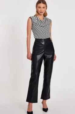 Quiz Going Out Tops|Workwear>Black Striped Cowl Neck Top