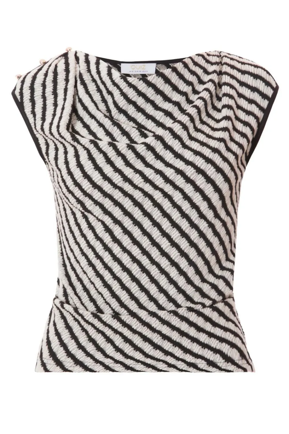 Quiz Going Out Tops|Workwear>Black Striped Cowl Neck Top