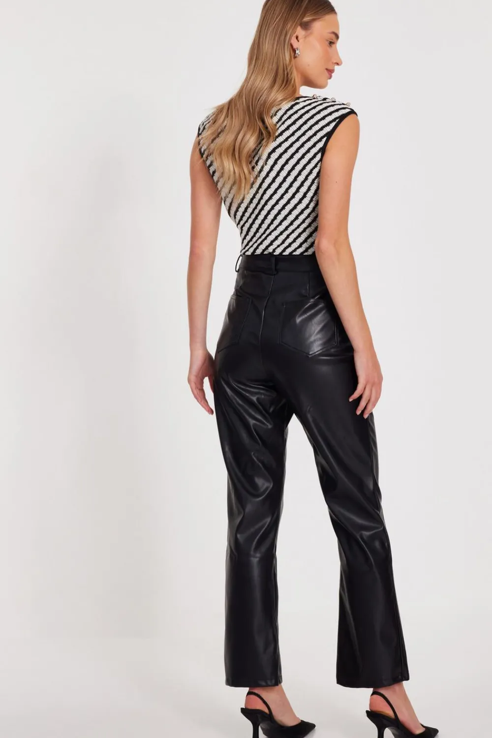 Quiz Going Out Tops|Workwear>Black Striped Cowl Neck Top