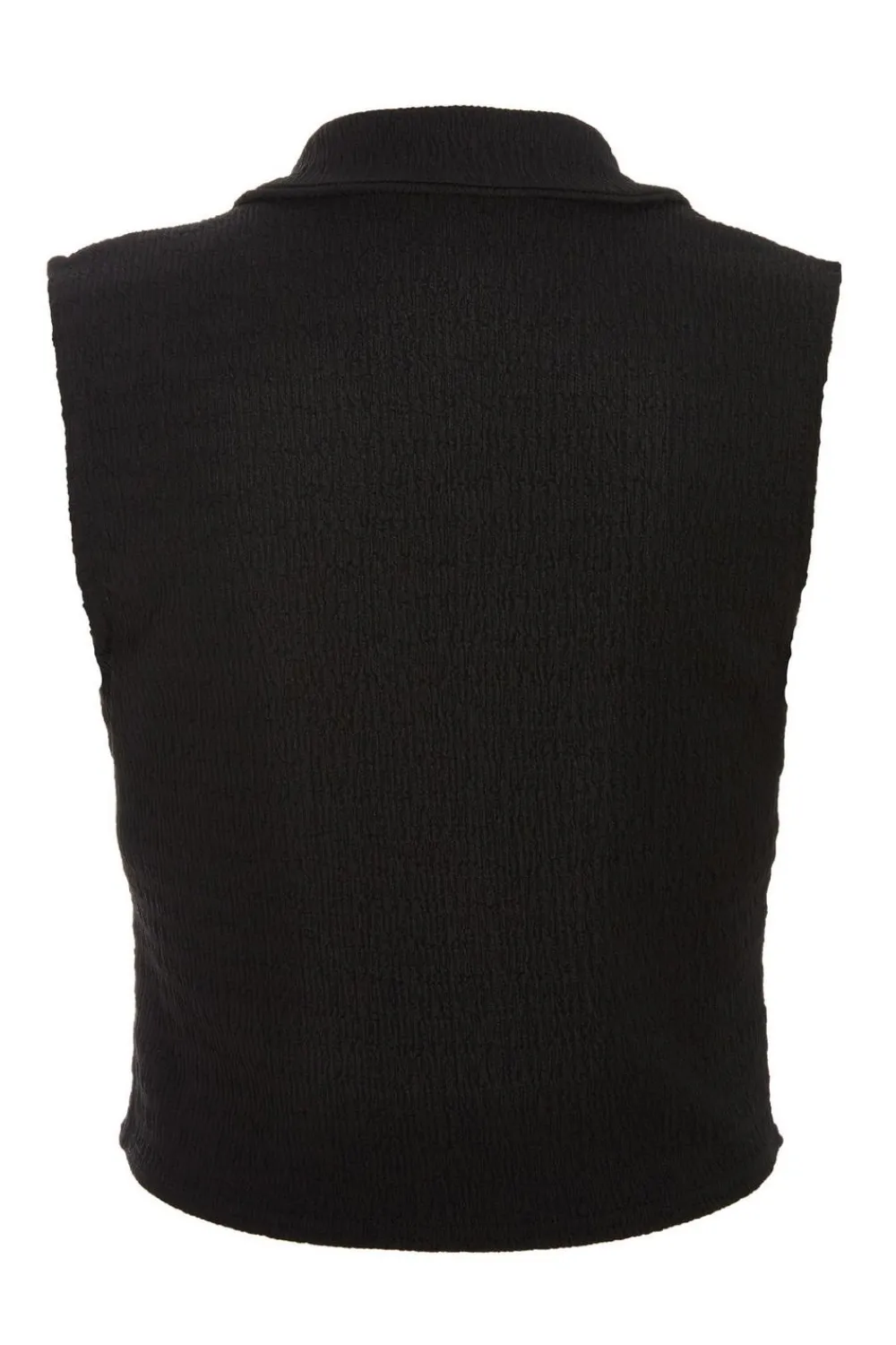 Quiz Waistcoat|Workwear>Black Textured Button Down Sleeveless Waistcoat