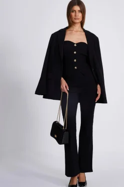 Quiz Going Out Tops|Tops>Black Textured Button Front Top