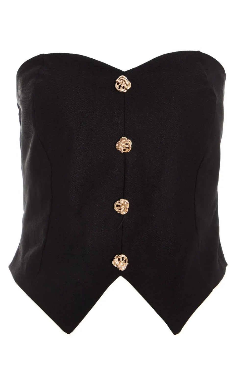 Quiz Going Out Tops|Tops>Black Textured Button Front Top