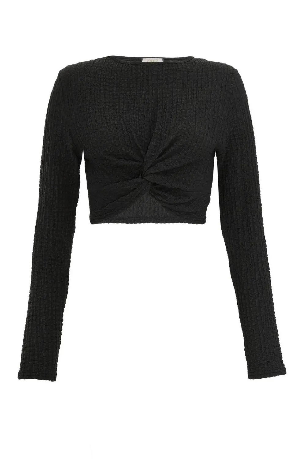 Quiz Day Tops|Crop Tops>Textured Knot Front Crop Top