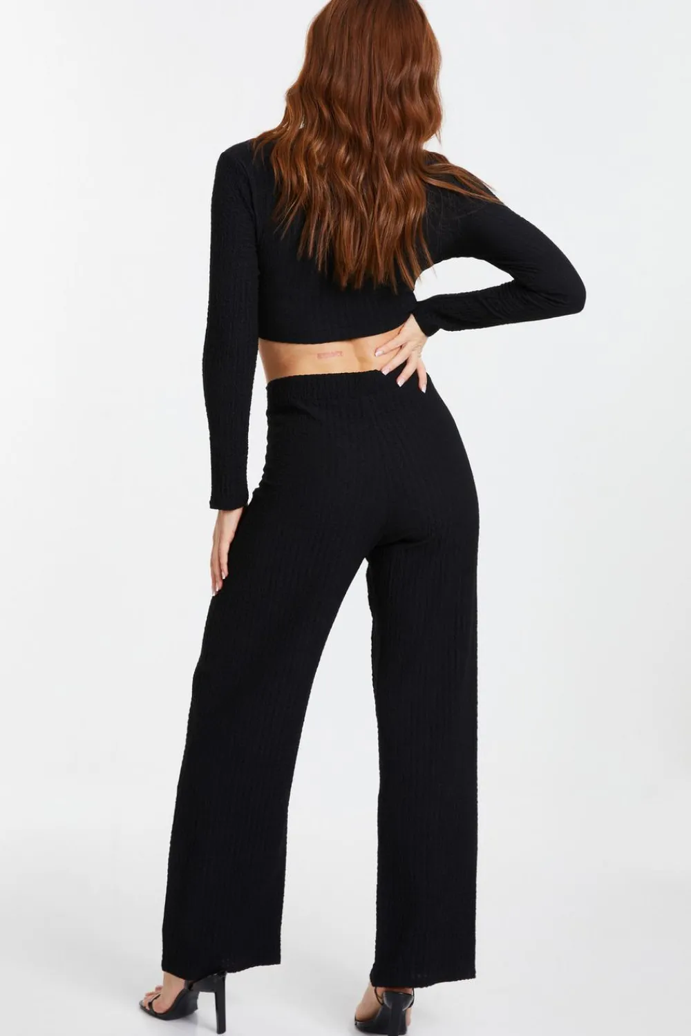 Quiz Day Tops|Crop Tops>Textured Knot Front Crop Top