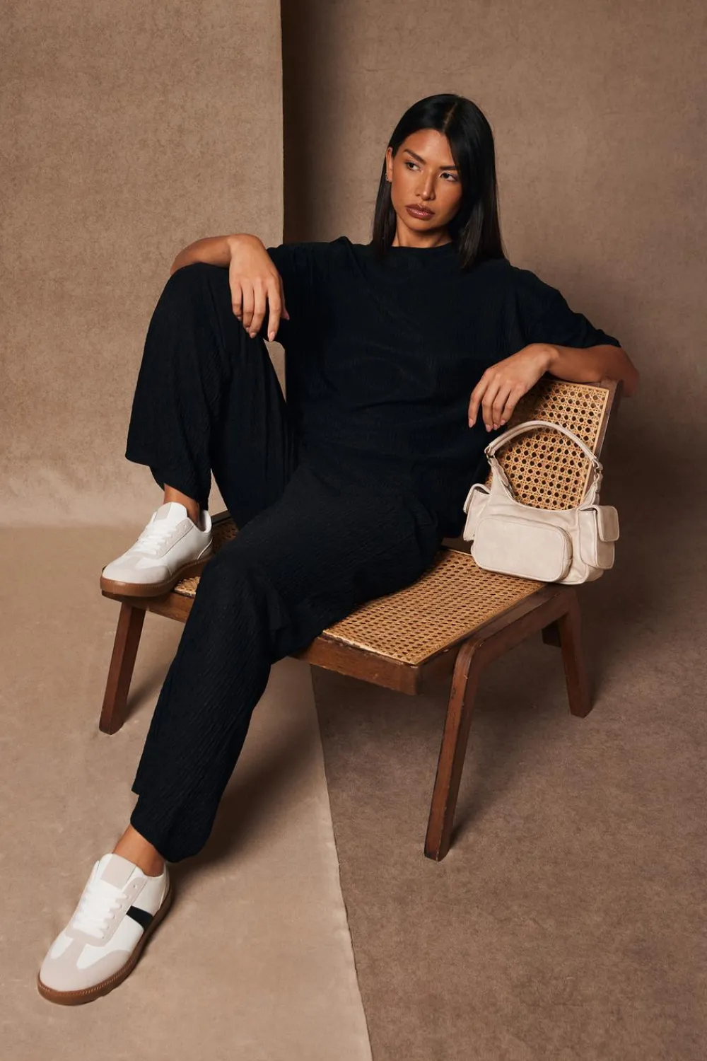 Quiz Trousers|Summer Clothes>Textured Palazzo Trousers