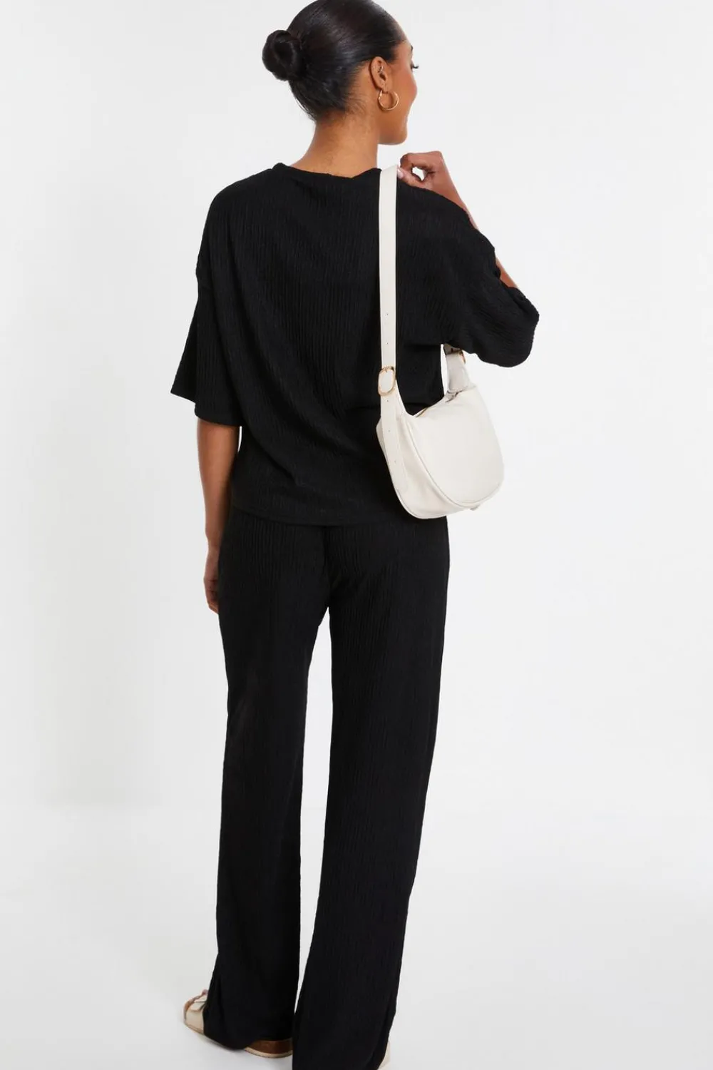 Quiz Trousers|Summer Clothes>Textured Palazzo Trousers