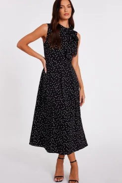 Quiz Day At The Races|Christening Guest>Tie Neck Polka Dot Midaxi Dress