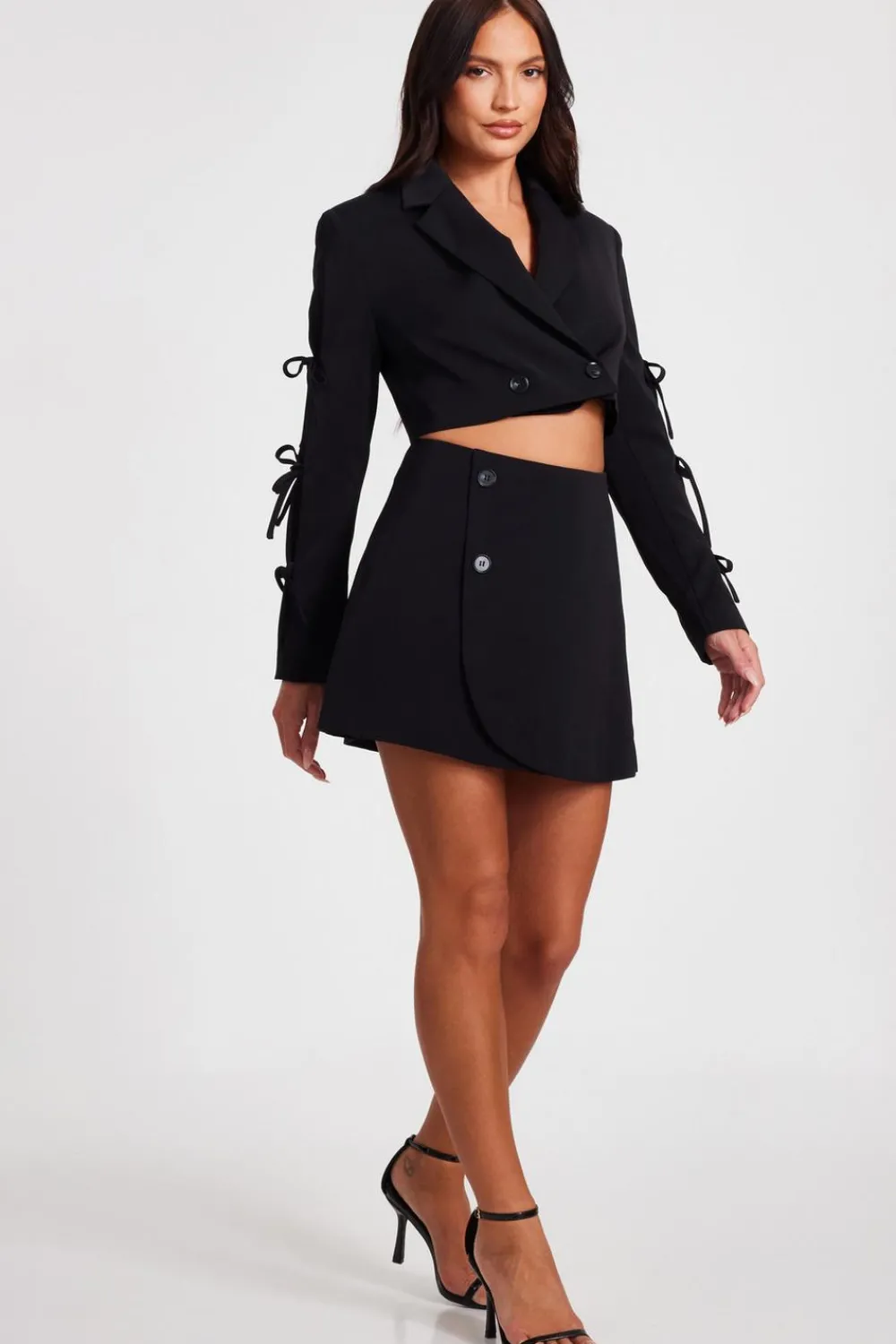 Quiz Summer Clothes|Jackets & Coats>Tie Sleeve Cropped Blazer