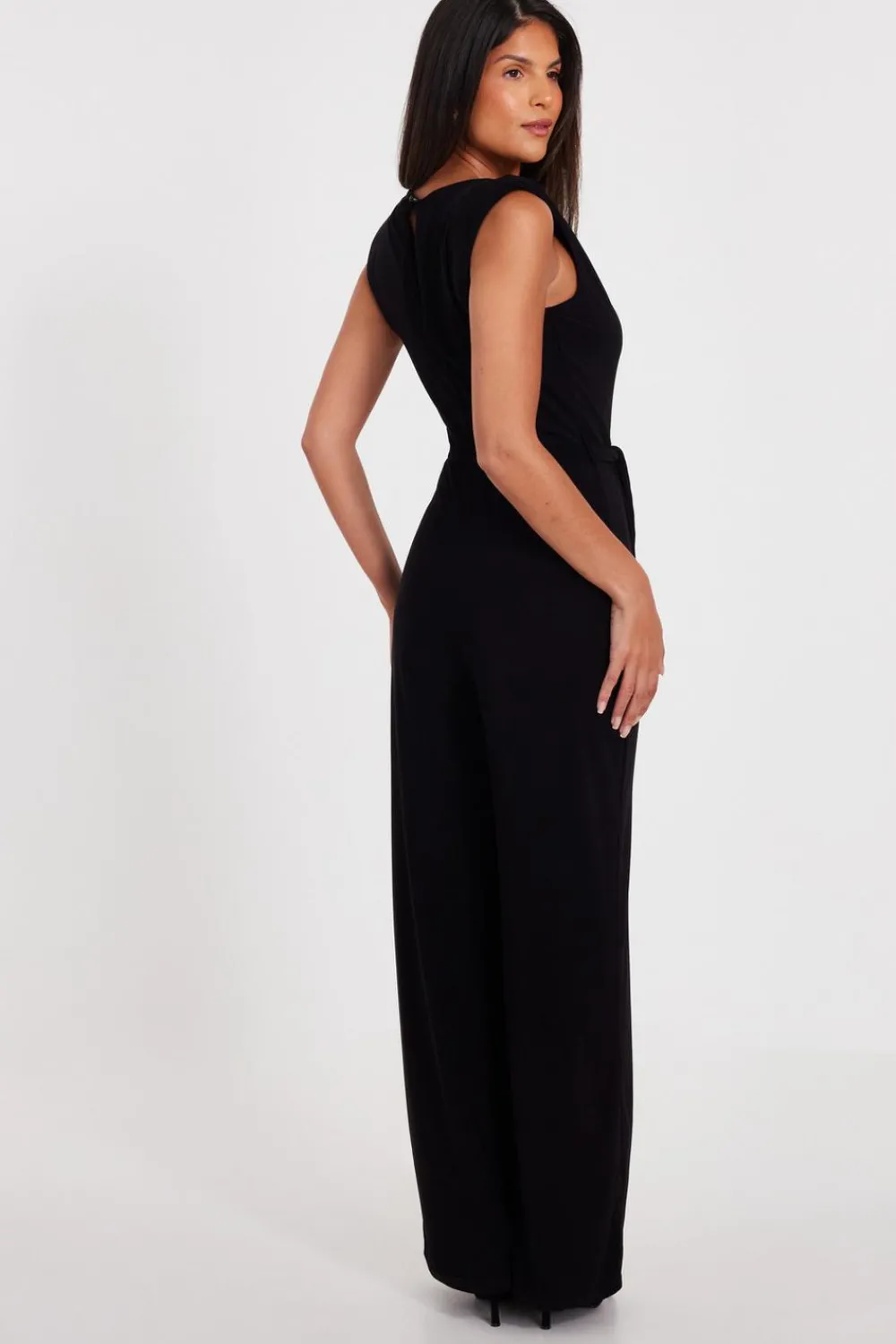 Quiz Going Out Jumpsuits|Black Jumpsuits>Tie Waist Jumpsuit