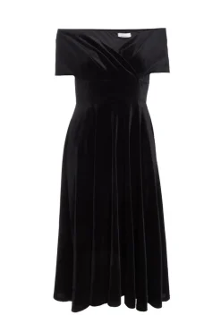 Quiz Prom & Ball|Evening Dresses>Black Velvet Bardot Midi Dress