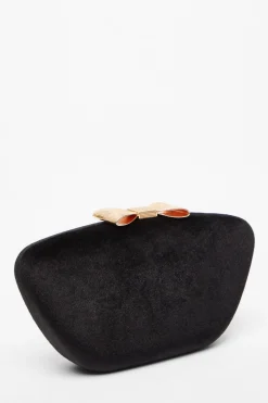 Quiz Wedding Accessories|Bags>Black Velvet Bow Box Bag