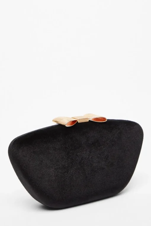 Quiz Wedding Accessories|Bags>Black Velvet Bow Box Bag