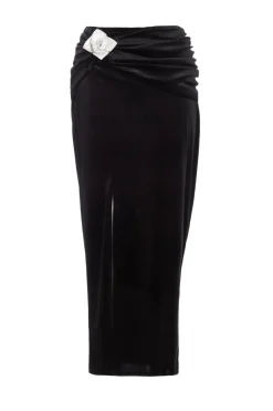 Quiz Prom & Ball|Skirts>Black Velvet Corsage Maxi Skirt