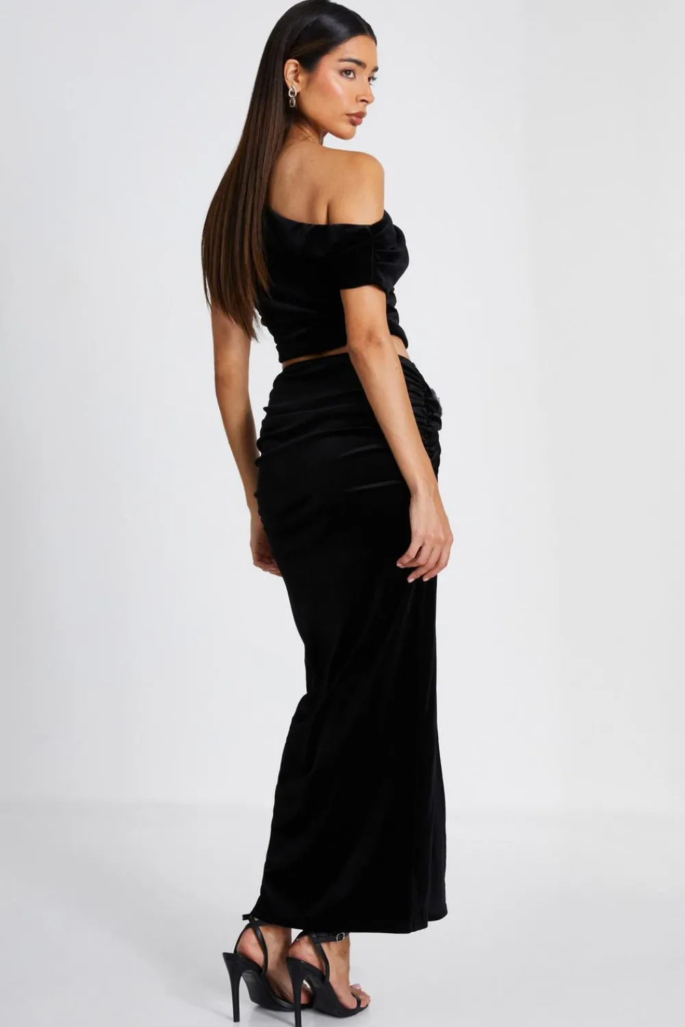 Quiz Prom & Ball|Skirts>Black Velvet Corsage Maxi Skirt