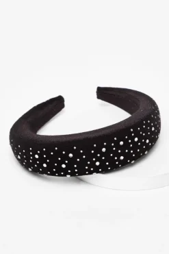 Quiz Hair Accessories>Black Velvet Diamante Headband