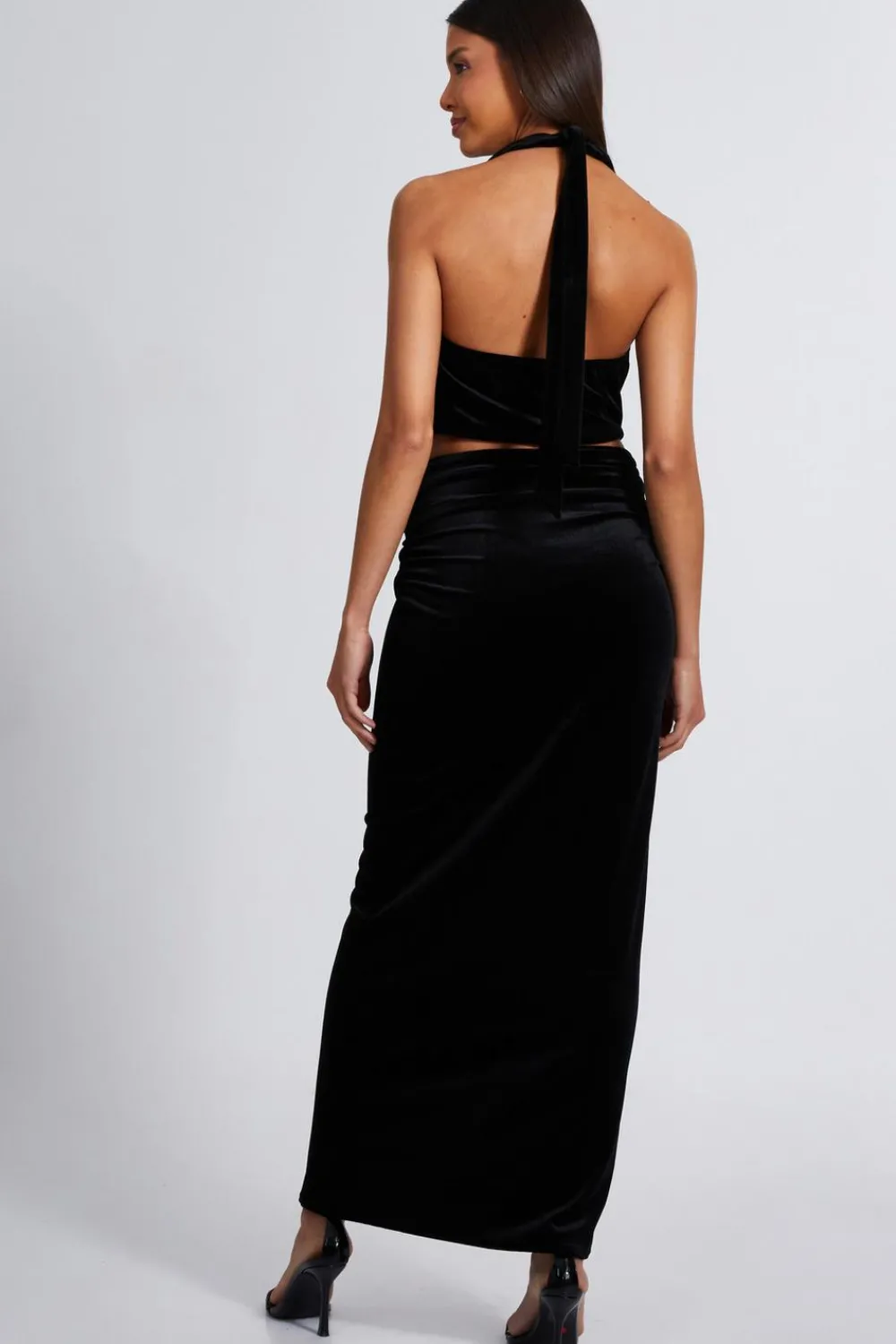 Quiz Prom & Ball|Co-Ords>Black Velvet Maxi Skirt