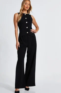 Quiz Going Out Jumpsuits|Black Jumpsuits>Waistcoat Jumpsuit