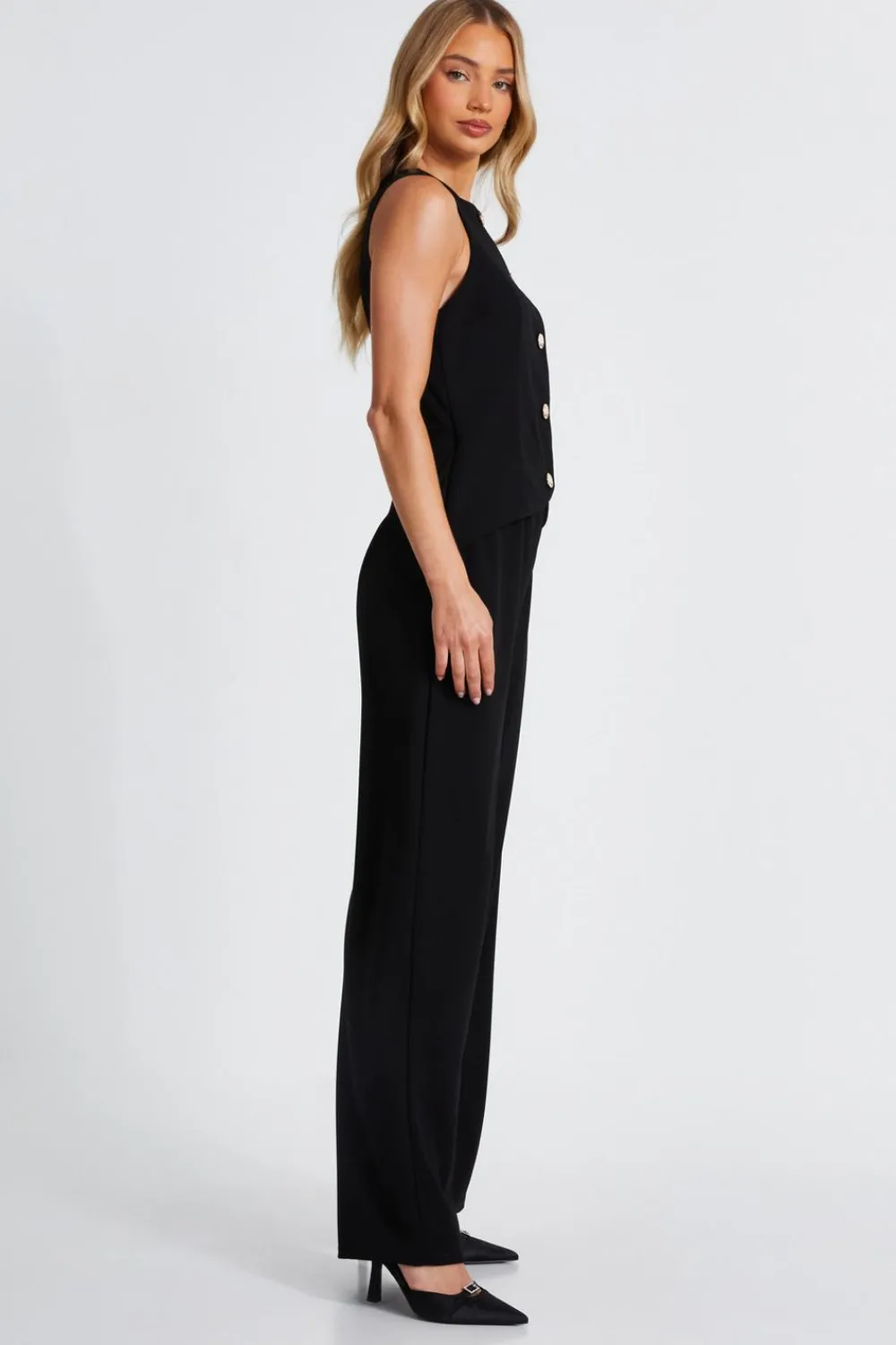 Quiz Going Out Jumpsuits|Black Jumpsuits>Waistcoat Jumpsuit