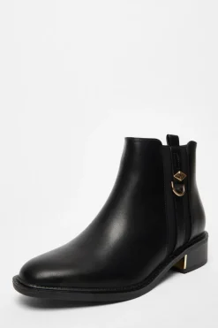 Quiz Wide Fit|Flats>Black Wide Fit Flat Ankle Boot