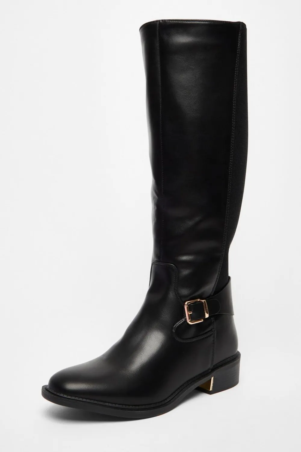 Quiz Wide Fit|Boots>Black Wide Fit High Knee Boots