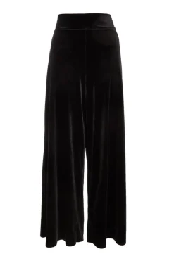 Quiz Workwear|Trousers>Black Wide Leg Velvet Trouser