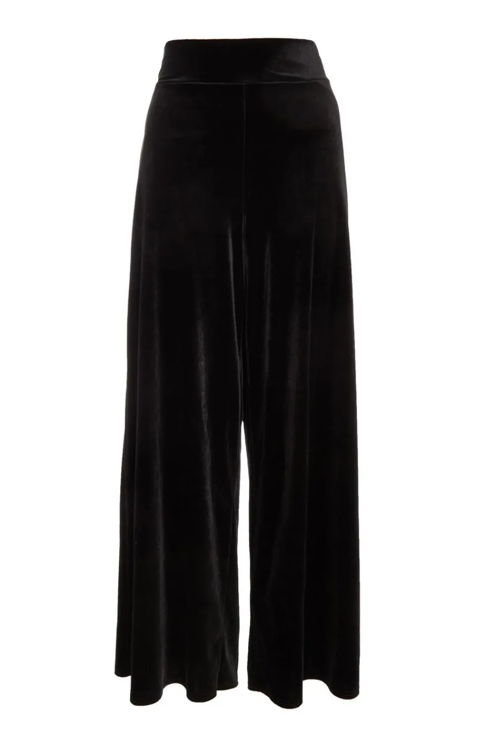 Quiz Workwear|Trousers>Black Wide Leg Velvet Trouser