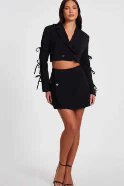 Quiz Workwear|Skirts>Black Wrap Mini Skirt