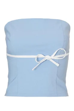 Quiz Summer Tops|Going Out Tops>Blue Bandeau Tie Detail Top
