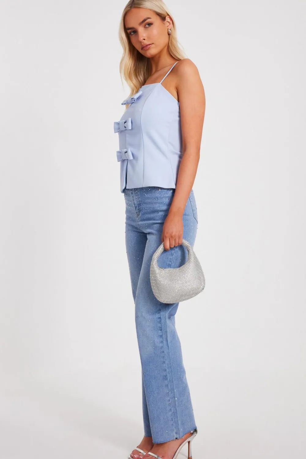 Quiz Summer Tops|Going Out Tops>Bow Front Strappy Top