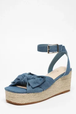 Quiz Wedges|Sandals>Blue Bow Front Wedges
