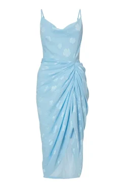 Quiz Day At The Races|Christening Guest>Blue Chiffon Floral Midi Dress
