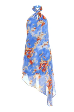 Quiz Summer Clothes|Holiday>Blue Chiffon Printed Mini Dress