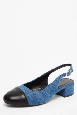 Quiz Pumps|Flats>Blue Denim Faux Suede Sling Back Pumps