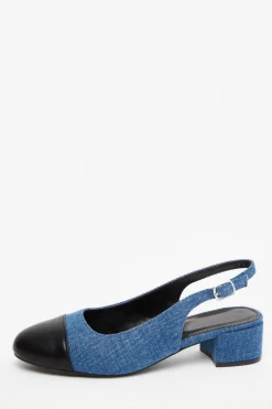 Quiz Pumps|Flats>Blue Denim Faux Suede Sling Back Pumps