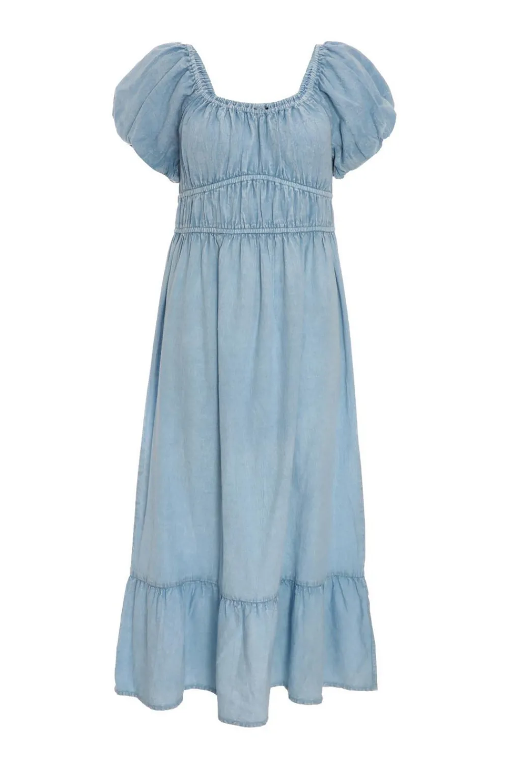 Quiz Summer Dresses|Midi Dresses>Blue Denim Puff Sleeve Midi Dress