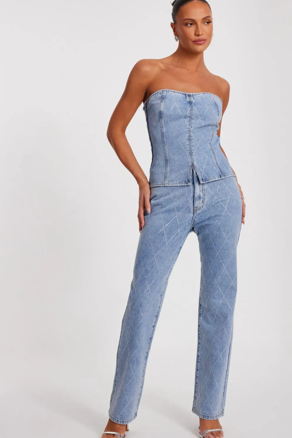 Quiz Summer Clothes|Modest>Blue Diamante Denim Jeans