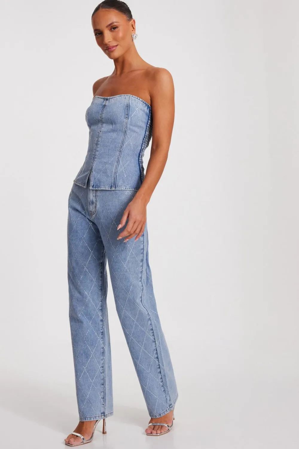 Quiz Summer Clothes|Modest>Blue Diamante Denim Jeans