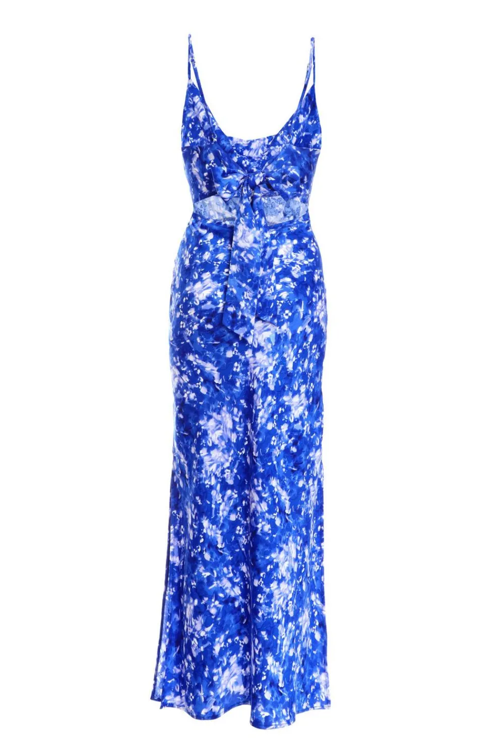 Quiz Summer Clothes|Holiday>Blue Ditsy Floral Satin Midaxi Dress