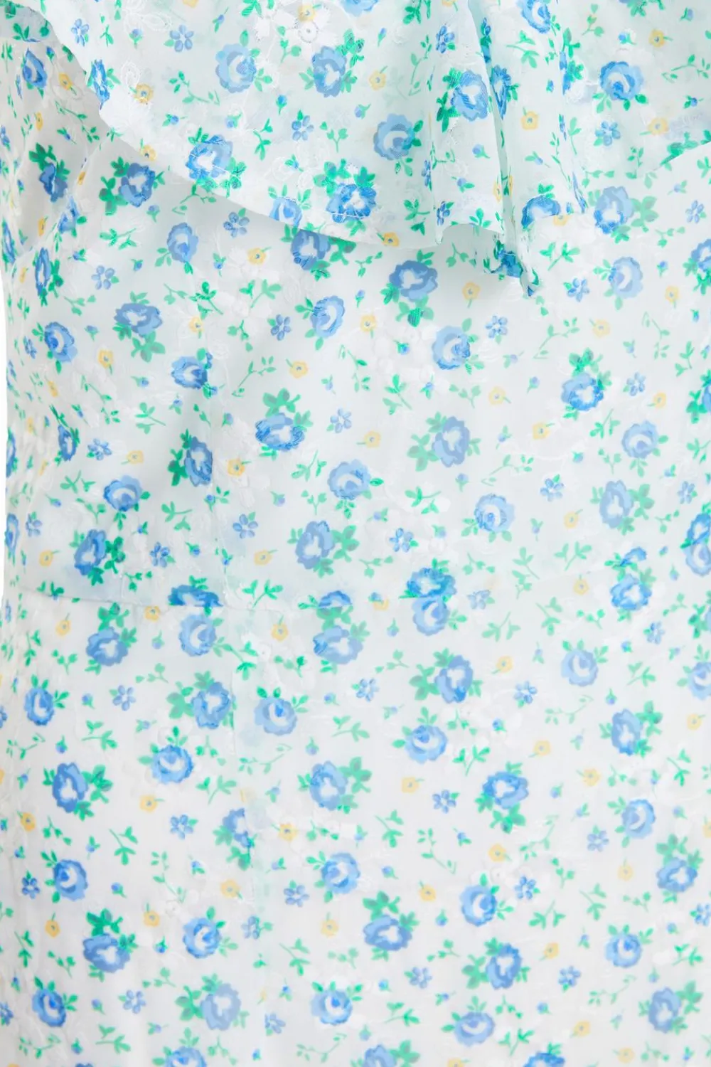Quiz Holiday|White Dresses>Blue Ditsy Print Chiffon Midaxi Dress