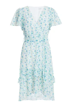 Quiz Holiday|Florals>Blue Ditsy Print Chiffon Wrap Midi Dress