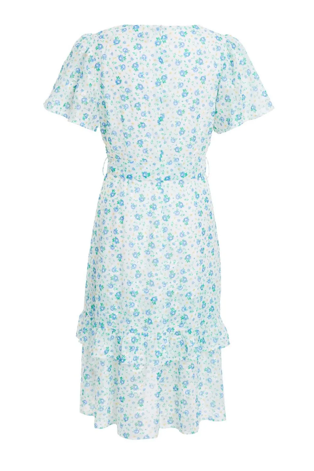 Quiz Holiday|Florals>Blue Ditsy Print Chiffon Wrap Midi Dress